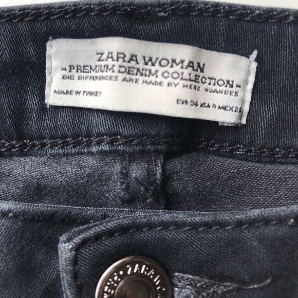 Zara Women Distressed Skinny Jeans Black Denim 4 - Picture 7 of 8